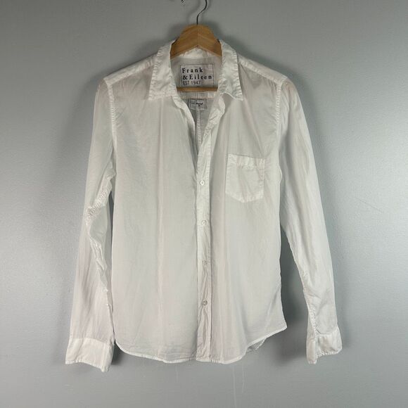 FRANK & EILEEN Barry Button Up Cotton Shirt in White - Picture 1 of 6